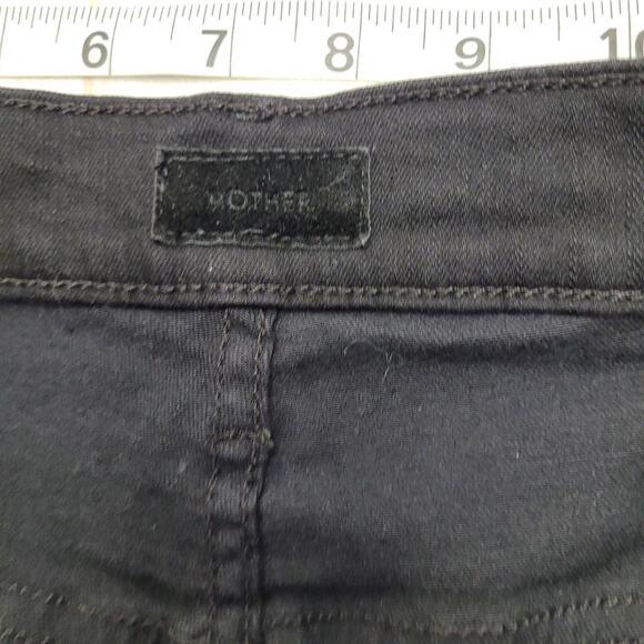 Mother Insider crop step fray black guilty racer striped jeans raw hem - Picture 7 of 11